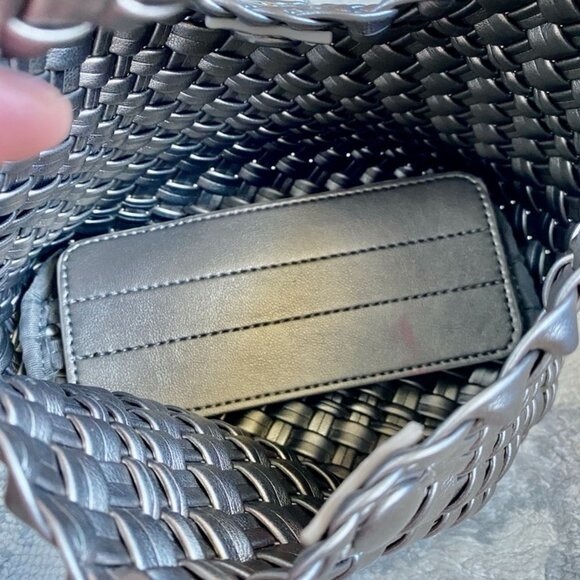 Silver Braided Vegan Leather Crossbody Bag - Picture 4 of 10